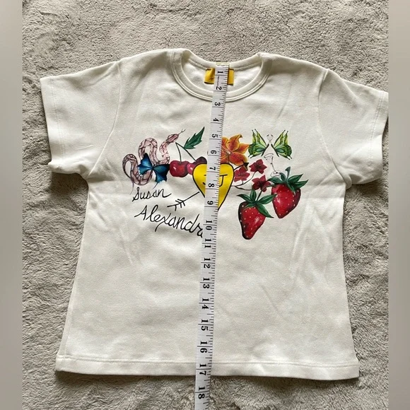 JULIET JOHNSTONE Women's White Graphic Short Sleeve Baby Tee Size S - Picture 5 of 7